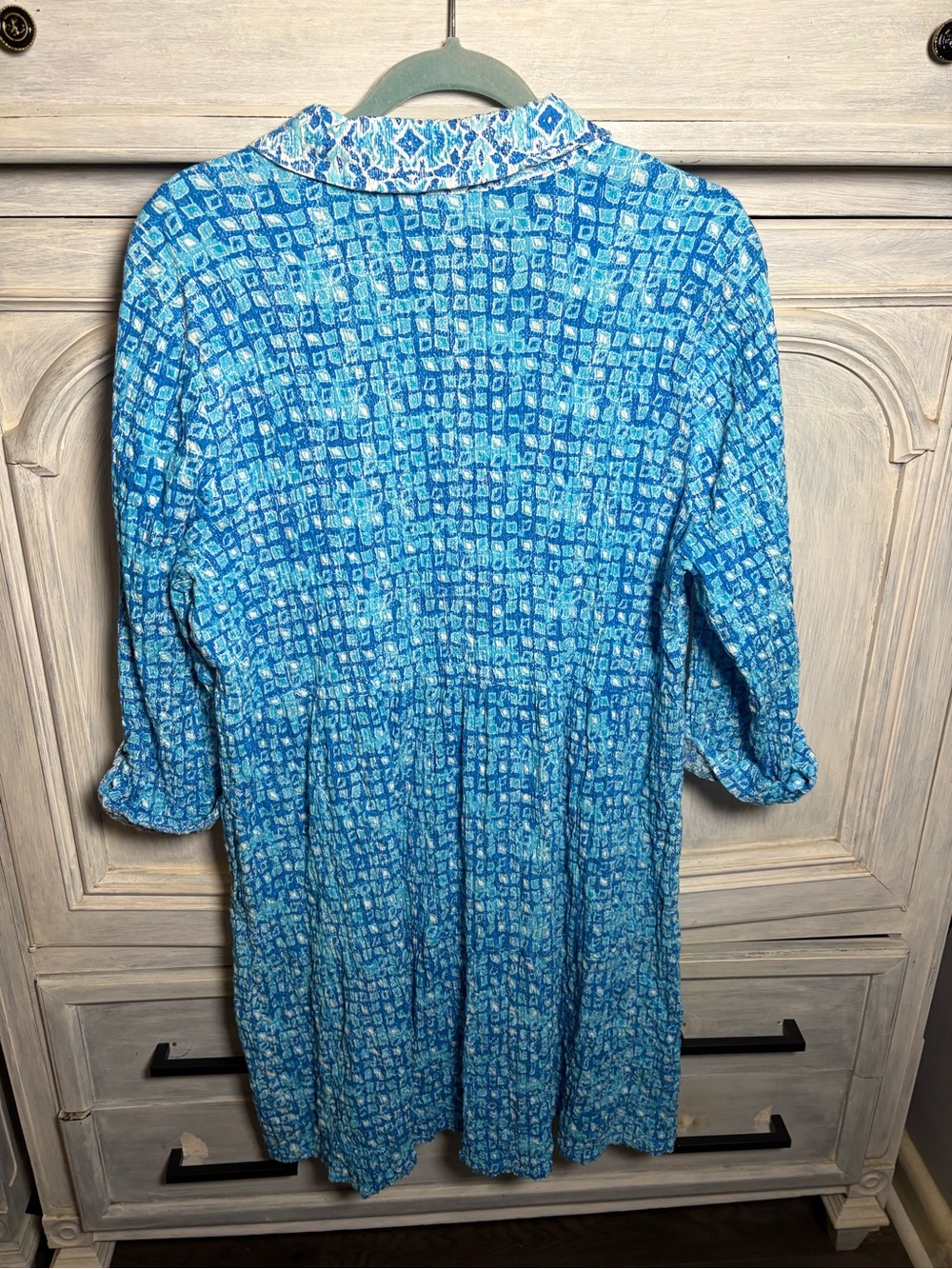 Habitat Lanai Crinkle Shirt Dress Cerulean Beachy Resort Preppy Everyday Pool - Picture 8 of 8